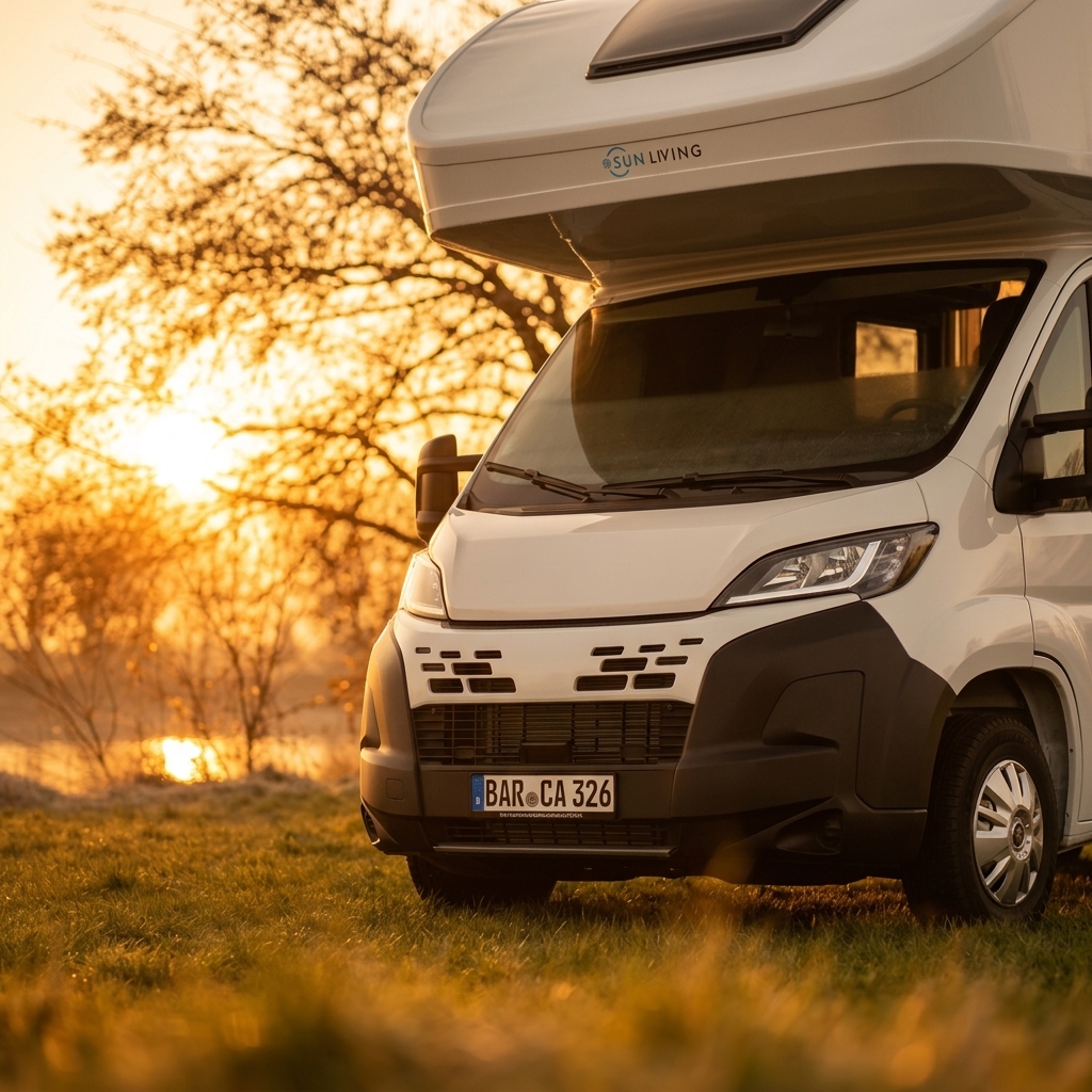 Wohnmobil Nahaufnahme goldene Stunde